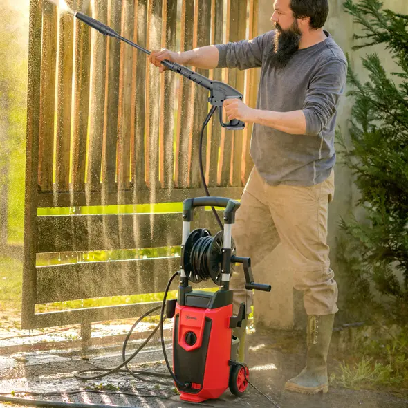 Outsunny 150-Bar Pressure Washer, with Accessories - Red/Black - 2