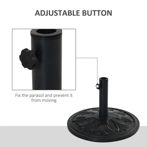 Outsunny 13kg Round Parasol Base Sun Umbrella Weight Stand Holder Patio Outdoor Garden, Black - 4