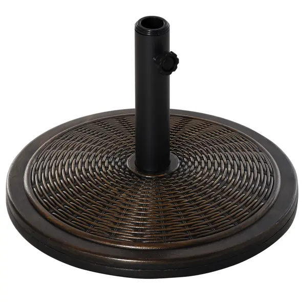 Outsunny 13kg Garden Parasol Base Holder, Cement Outdoor Market Umbrella Stand, Fits 35mm/38mm/48mm Poles, Black - 1