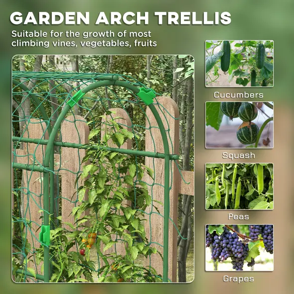 Outsunny 183 cm Tall Metal Garden Trellis, Arch Trellis for Climbing Plants Outdoor with Climbing Net - 4