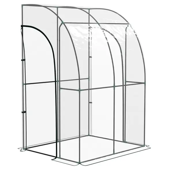 Outsunny 143cm x 118cm Walk-In Lean To Greenhouse, with Accessories - 1