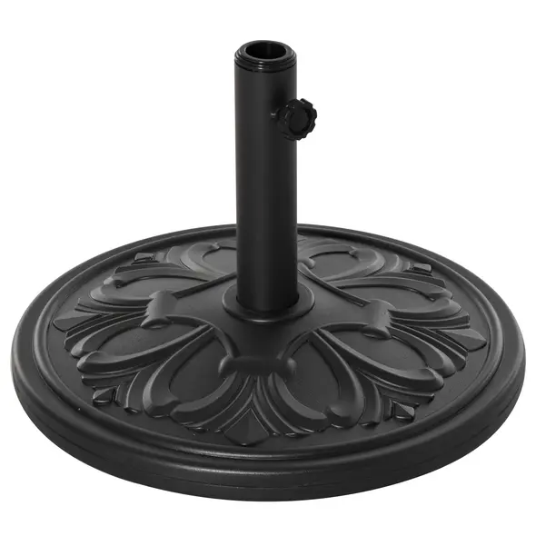 Outsunny 13kg Round Parasol Base Sun Umbrella Weight Stand Holder Patio Outdoor Garden, Black - 1