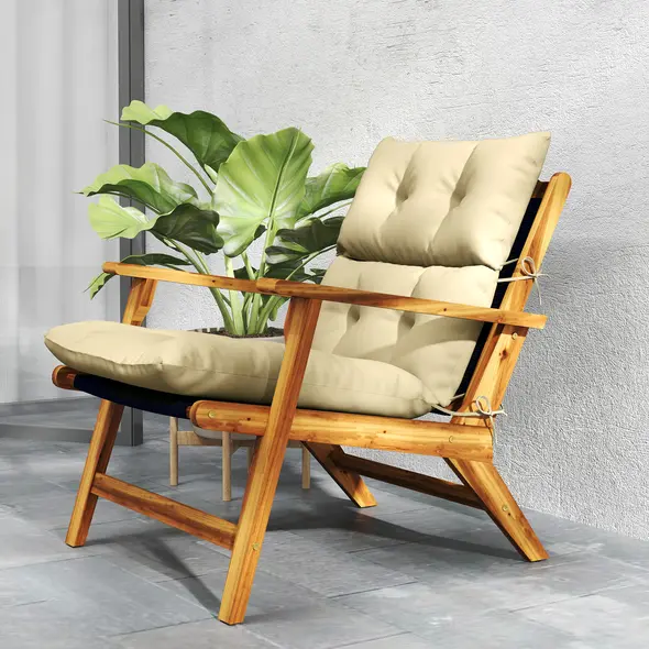 Outsunny 115 x 56cm Rocking Chair Padded Seat Cushion - Beige - 9