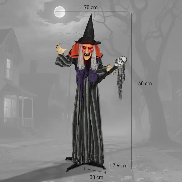 Outsunny 160cm Lifelike Moving Witch Decoration - Multi - 3