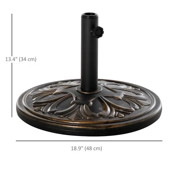 Outsunny 13kg Round Umbrella Base Outdoor Parasol Base Weight Stand Holder for Outdoor Garden Bronze Tone - 3