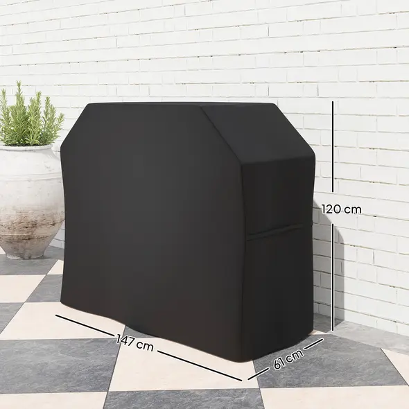 Outsunny 147 x 61cm Plastic Coated Protective Grill Cover - Black - 3
