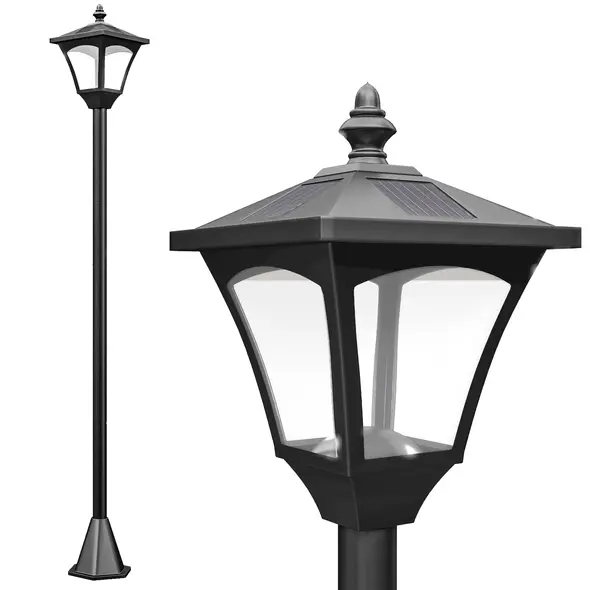 Outsunny 1.2m Solar Powered Outdoor Lamp Post - Black - 1