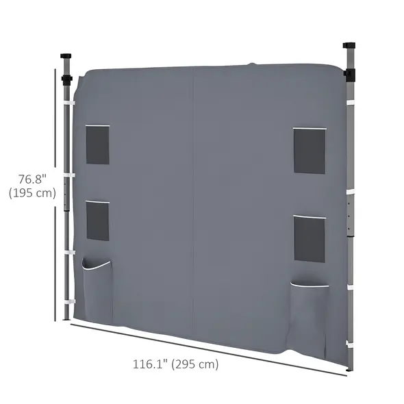 Outsunny 195 x 295cm Replacement Gazebo Sidewall - Grey - 3