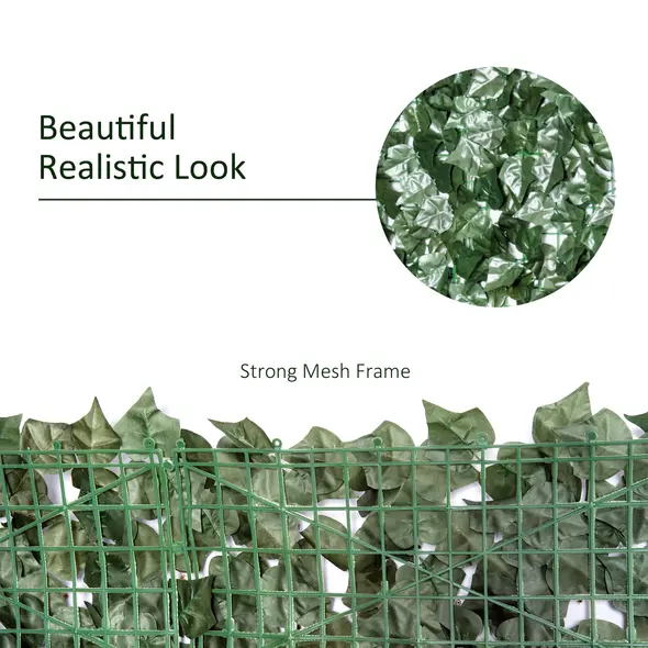 Outsunny 1-Piece Artificial Leaf Hedge Screen Privacy Fence Panel for Garden Outdoor Indoor Decor, Dark Green, 3M x 1.5M - 6