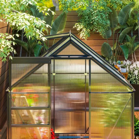 Outsunny 192.5 x 131cm Walk-In Polycarbonate Greenhouse - 8