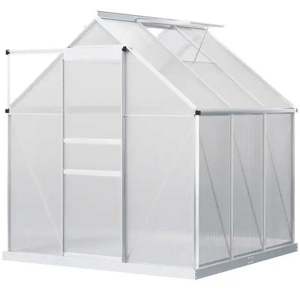 Outsunny 190 x 190cm Walk-In Polycarbonate Greenhouse - 1