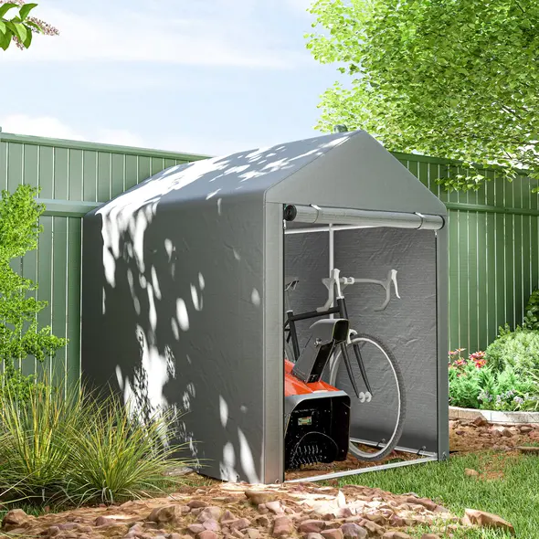 Outsunny 179 x 120cm Temporary Garden Shed, with Accessories - Light Grey - 2
