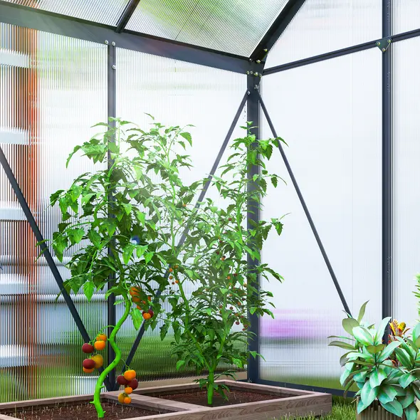 Outsunny 192.5 x 131cm Walk-In Polycarbonate Greenhouse - 9
