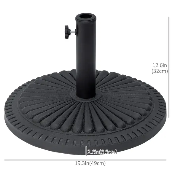 Outsunny 14kg Round Cement Parasol Base Umbrella Weight Stand Holder Fits Φ35mm,Φ38mm,Φ48mm Pole for Patio Outdoor Garden - Black - 3