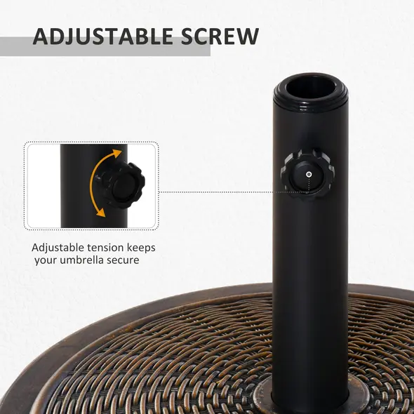 Outsunny 13kg Garden Parasol Base Holder, Cement Outdoor Market Umbrella Stand, Fits 35mm/38mm/48mm Poles, Black - 6