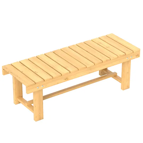 Outsunny 1 Piece 2-seater Outdoor Indoor Wooden Garden Bench Fir Patio Loveseat, 110L x 38W x 35Hcm, Natural - 1