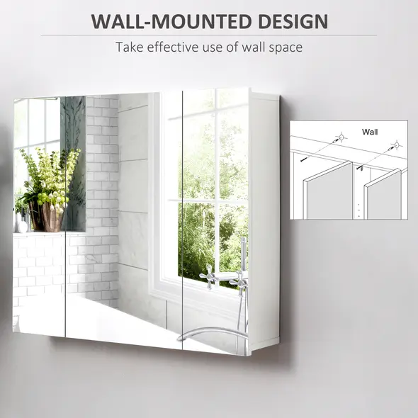 kleankin Wall Mounted Mirror Cabinet - White - 4