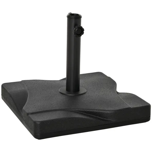 Outsunny 20kg Square Parasol Base Outdoor Garden Cement Umbrella Weight Stand Holder, Fits Φ32mm,Φ38mm,Φ48mm Pole - Black - 1