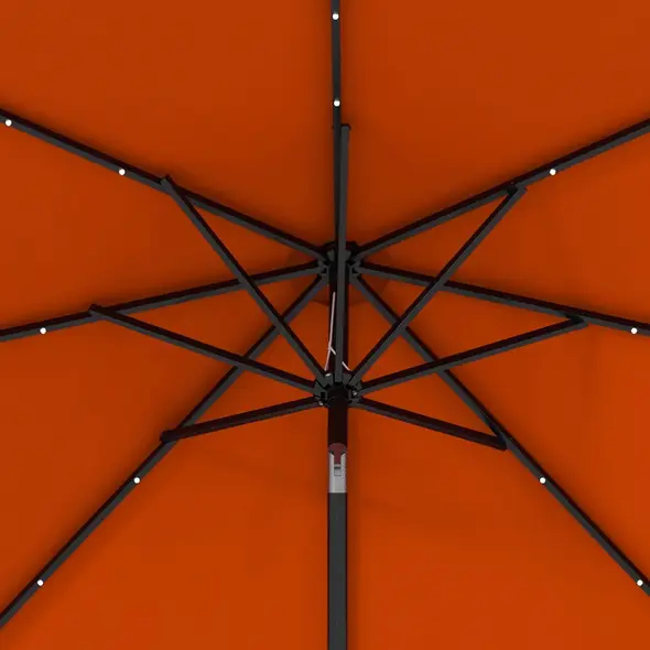 Outsunny 2.7m Outdoor Patio Garden Umbrella Parasol with Tilt Crank and 24 LEDs Lights, Orange - 9