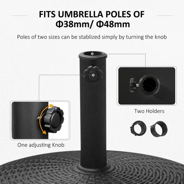 Outsunny 22.7kg Resin Patio Parasol Base Umbrella Stand Weight Deck Garden Sunshade Holder Round w/ Wheels Brakes Outdoor - 5