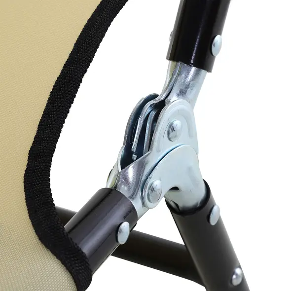 Outsunny 2 Piece Foldable Sun Loungers with 5-Position Adjustable Backrest, Outdoor Portable Recliner Chaise Lounge Chairs with Breathable Mesh Fabric, Beige - 7