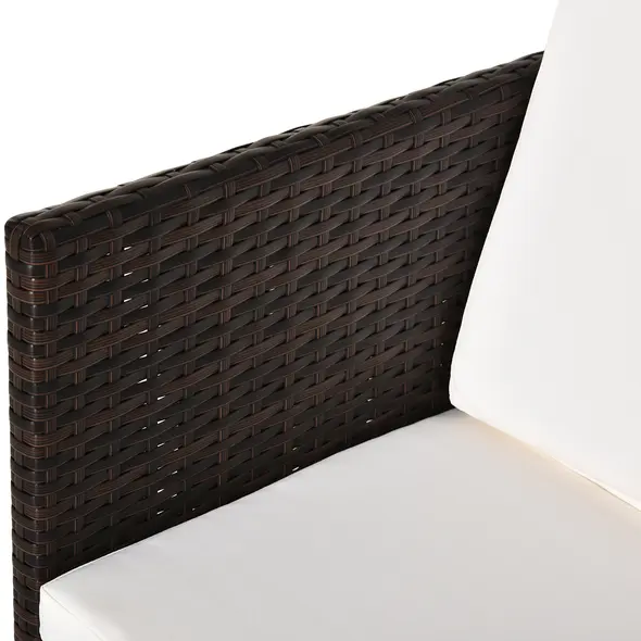 Outsunny 2 Seater Rattan Cube Garden Furniture Set, Rattan Dining Set with Cushions, Outdoor Dining Table and Chairs with 2 Armchairs, 2 Stools, Rectangular Glass Top Table for Patio, Balcony, Brown - 9