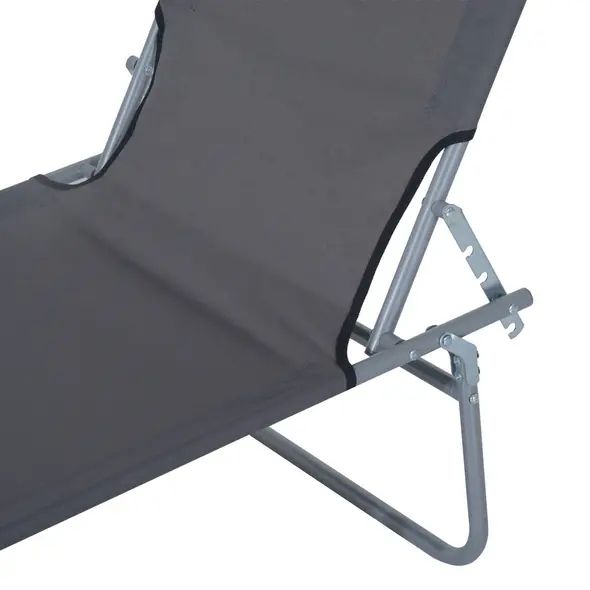 Outsunny 2 Pieces Outdoor Foldable Sun Lounger, 4 Level Adjustable Backrest Reclining Sun Lounger Chair with Angle Adjust Sun Shade Awning for Beach, Garden, Patio, Dark Grey - 9