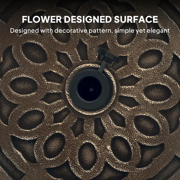 Outsunny 21kg Resin Garden Parasol Base with Wheels, Round Umbrella Stand, Heavy Duty Sun Umbrella Base for 32, 38, 48 mm Umbrella Poles for Deck Poolside, Bronze Tone - 7