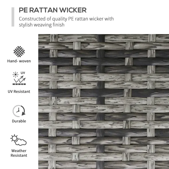 Outsunny 2 Seater Patio Wicker Chaise Lounge Sofa Set with Fabric Cushion, Grey - 4