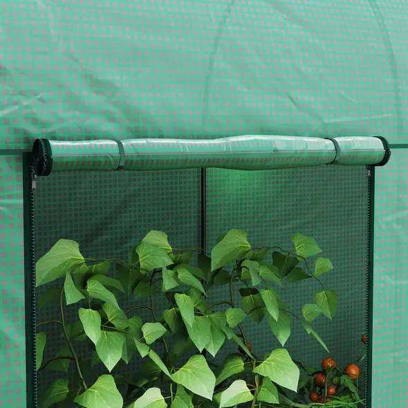 Outsunny 200 x 100cm Walk-In Greenhouse, with Zipped Doors - Green - 8