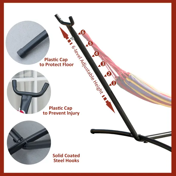 Outsunny 2.86m Universal Hammock Stand Metal Frame Garden Camping Picnic Outdoor Patio Replacement – Stand Only - 4