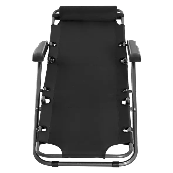 Outsunny 2 in 1 Folding Sun Lounger Reclining Garden Chair Set of 2 with 2-Level Adjustable Backrest, Outdoor Zero Gravity Recliner Garden Chairs with Head Pillow and Armrests, Black - 7