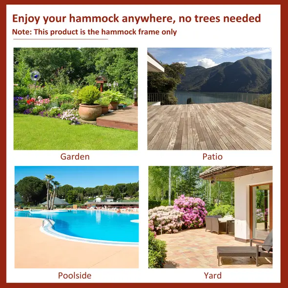 Outsunny 2.86m Universal Hammock Stand Metal Frame Garden Camping Picnic Outdoor Patio Replacement – Stand Only - 6