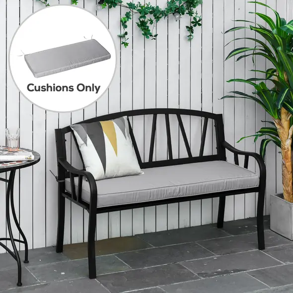 Outsunny 2 Seater Garden Bench Cushion -Light Grey - 2