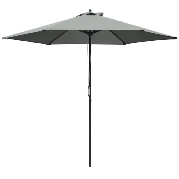 Outsunny 2.8m Garden Parasol Umbrella, Round Outdoor Market Table Umbrella Sun Shade Canopy, Dark Grey - 1