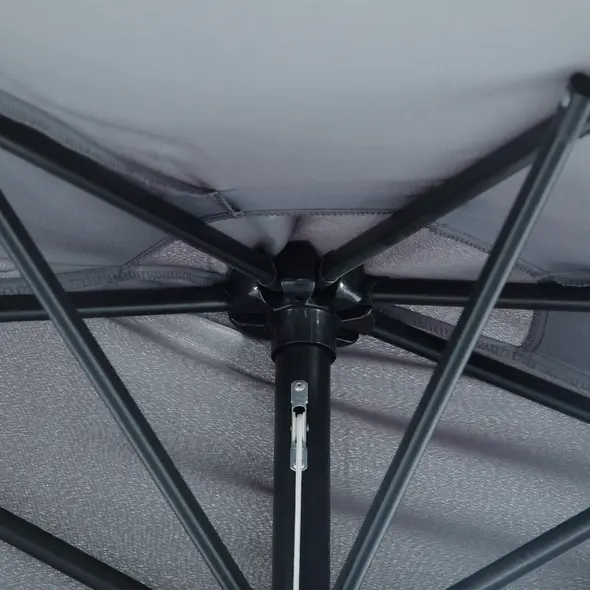 Outsunny 2.7m Garden Half Parasol, Outdoor Balcony Umbrella with 5 Steel Ribs, Patio Sun Shade, Grey - 9