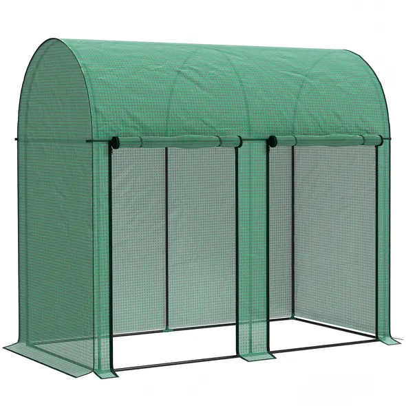 Outsunny 200 x 100cm Walk-In Greenhouse, with Zipped Doors - Green - 1