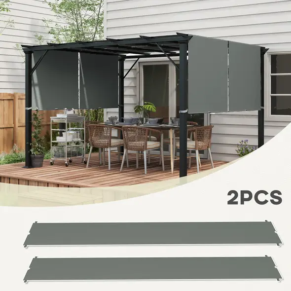 Outsunny 2 Pcs UV Protection Pergola Replacement Canopy, Pergola Shade Cover, Easy to Install, for 3 x 3(m) Pergola, Dark Grey - 4