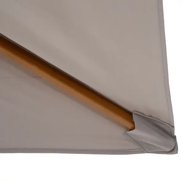 Outsunny 2 x 3m Wooden Garden Parasol Umbrella Outdoor Sun Shade Canopy, Table Market Umbrella with Vent, 38 mm Pole, Rope Pulley Mechanism, Light Grey - 8