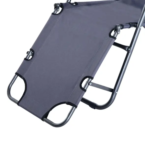 Outsunny 2 in 1 Folding Sun Lounger Reclining Garden Chair Set of 2 with 2-Level Adjustable Backrest, Outdoor Zero Gravity Recliner Garden Chairs with Head Pillow and Armrests, Grey - 9