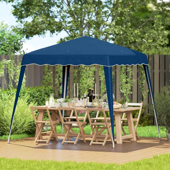 Outsunny 3 M x 3 M Base/ 2.5 M x 2.5 M Top Pop Up Gazebo, 2 Person Setup Instant with Carry Bag, Height Adjustable Slant Leg Party Tent Instant Event Shelter for Garden, Patio - 9
