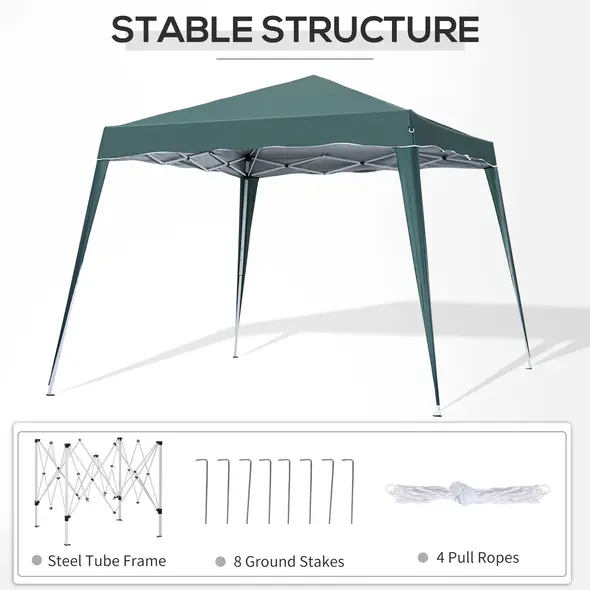 Outsunny 3 M x 3 M Base/ 2.5 M x 2.5 M Top Pop Up Gazebo with Carry Bag, Height Adjustable Slant Leg Party Tent Instant Event Shelter for Garden, Patio, Green - 6