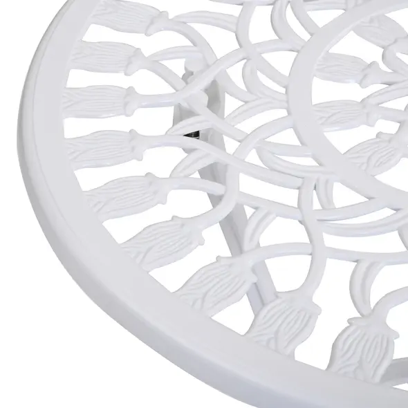 Outsunny 3 Piece Patio Bistro Set for 2, Outdoor Aluminium Garden Table and Chairs with Umbrella Hole for Balcony, White - 8