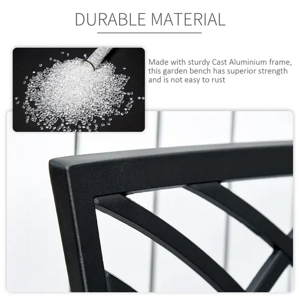 Outsunny 2-Seater Cast Aluminium Garden Bench Loveseat Outdoor Furniture Chair w/ Decorative Backrest & Ergonomic Armrest for Patio Terrace Porch - 7