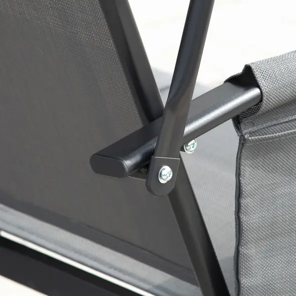 Outsunny 3 Person Outdoor Patio Porch Swing Chair with High Back Design, Side Pouches and Adjustable Canopy, Charcoal Grey - 8