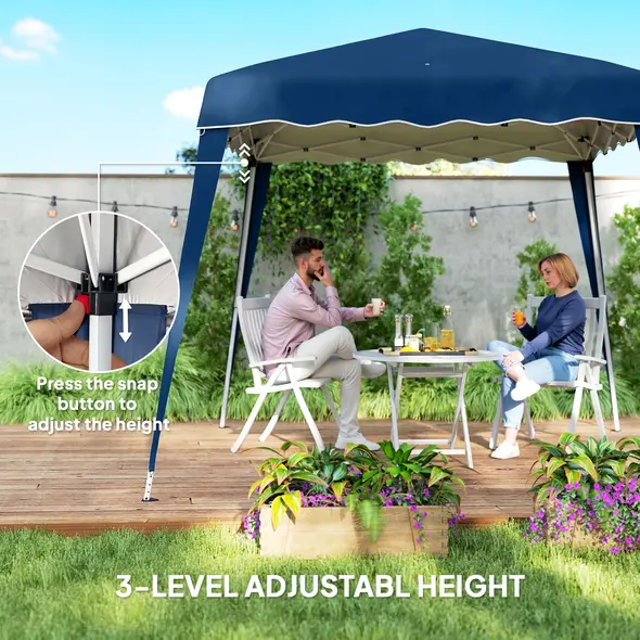 Outsunny 3 M x 3 M Base/ 2.5 M x 2.5 M Top Pop Up Gazebo, 2 Person Setup Instant with Carry Bag, Height Adjustable Slant Leg Party Tent Instant Event Shelter for Garden, Patio - 7