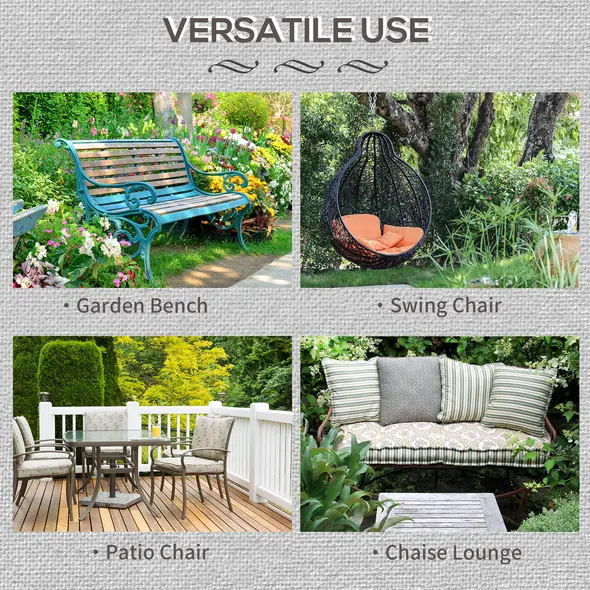 Outsunny 2-Seater Garden Bench Cushion with Ties, Swing Chair Cushion, Replacement Cushion for Outdoor Furniture, 110 x 46 cm, Black - 6