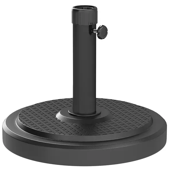 Outsunny 22kg Garden Parasol Base, Round HDPE Sun Umbrella Base, Heavy Duty Outdoor Umbrella Stand for 38mm or 48mm Outdoor Umbrella Poles, Black - 1