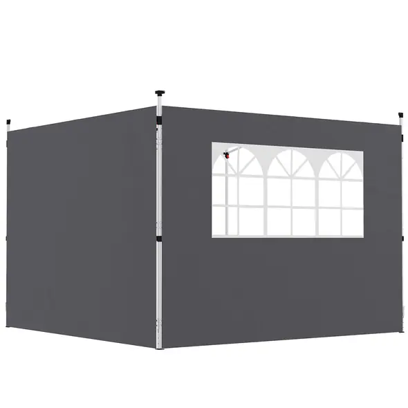 Outsunny 3 Meters Gazebo Replaceable Exchangeable Side Panel Wall Panels Walls With Window, Dark Grey - 1