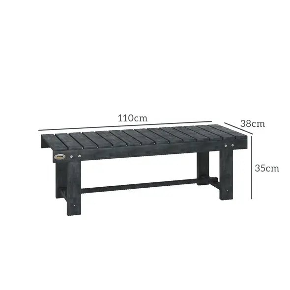 Outsunny 2-Seater Garden Wooden Bench, Grey - 3
